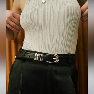 NWT Madewell Chunky Metal Leather Belt Sz L